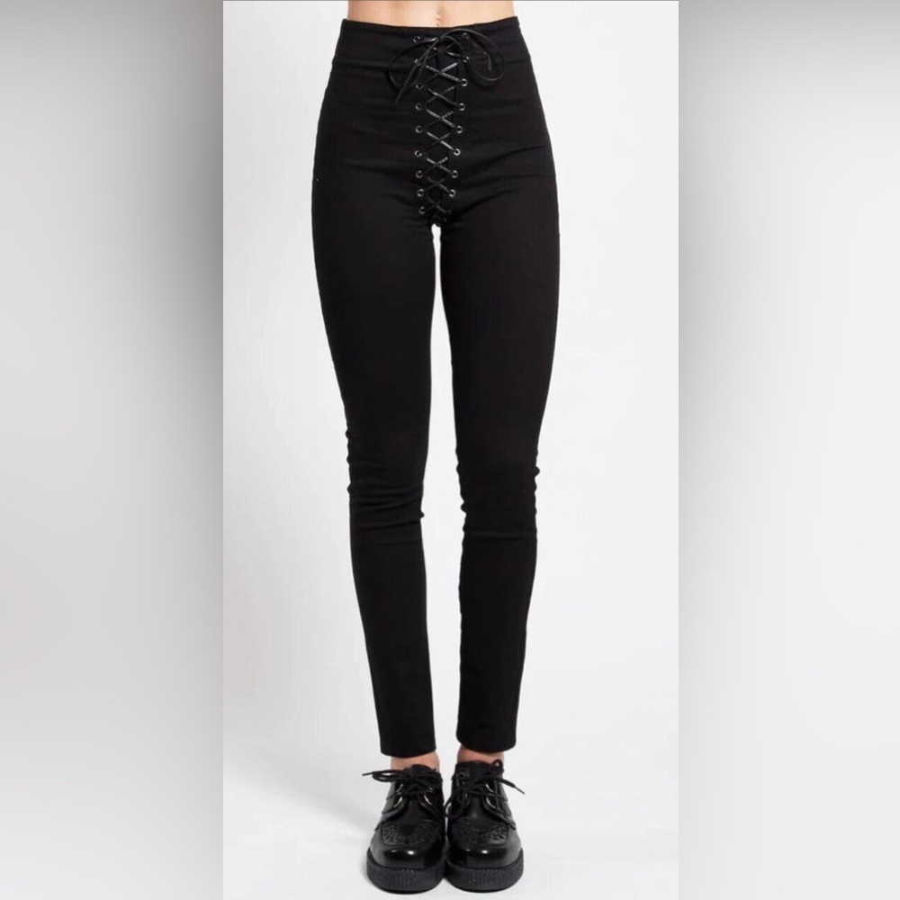 Daang Goodman Black Lace-Up Women Jeans